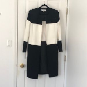 Calvin Klein longer blazer black and white